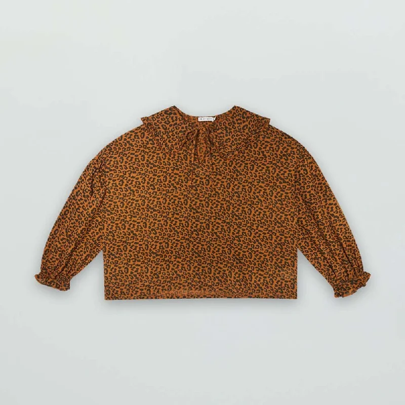 Federica Blouse - Caramel Leo Print - FINAL SALE Oversized Silk Blouse