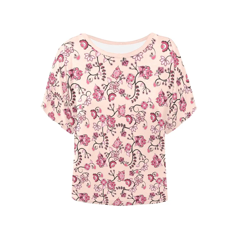 Floral Amour Women's Batwing-Sleeved Blouse T shirt Side Tie Blouse