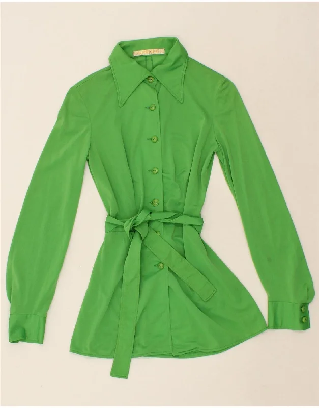 HAPPENING Womens Shirt Blouse IT 42 Medium Green Gathered Detail Blouse
