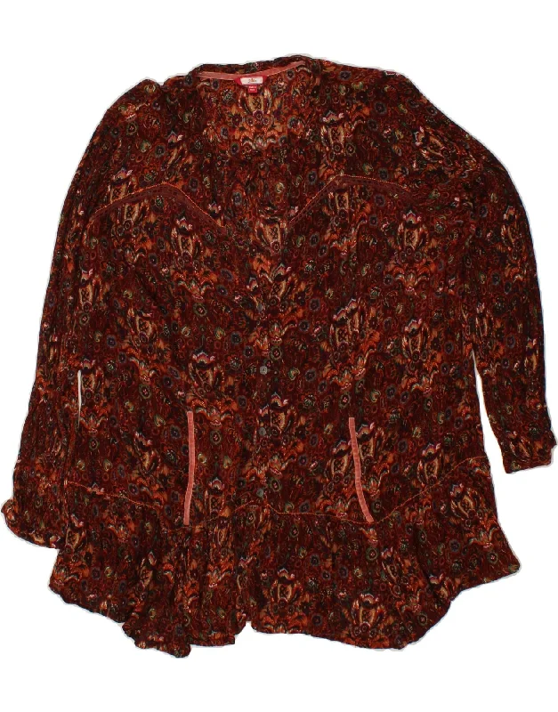 JOE BROWNS Womens Shirt Blouse UK 20 2XL Maroon Ikat Silky Tunic Blouse