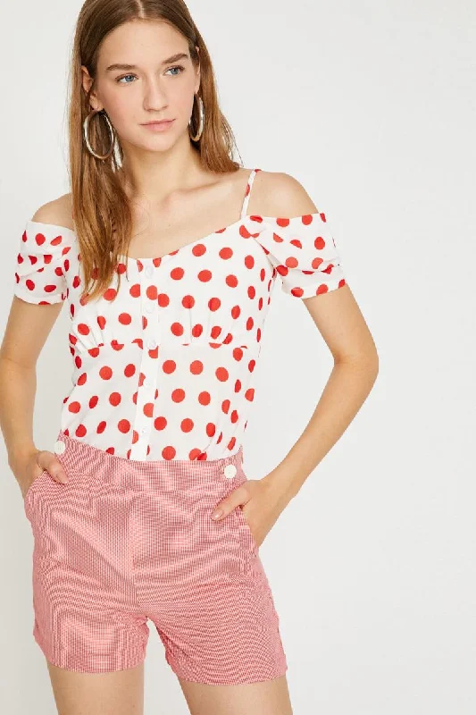 Women White Shoul Open Blouse Sleeveless Chiffon Blouse