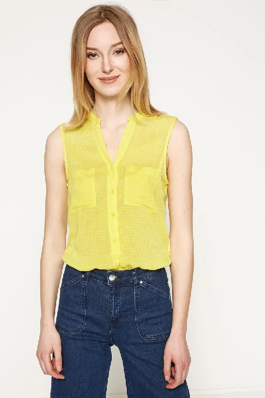 Women Yellow Blouse Delicate Bow Blouse
