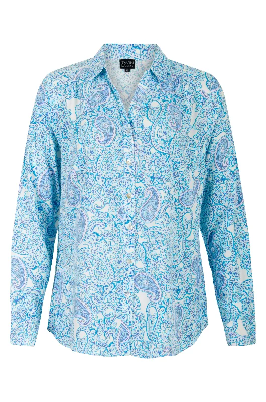 Liteweight Blouse | AQUA PAISLEY | 6326AR Smart Business Blouse