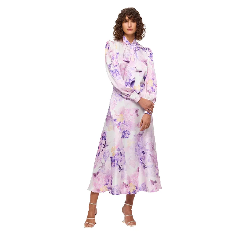 Leo Lin Women's Camellia Print in Mauve Blouse Chic Off-Shoulder Blouse