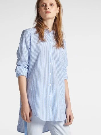 LONG BLOUSE WITH STRIPES Off-Shoulder Wrap Blouse