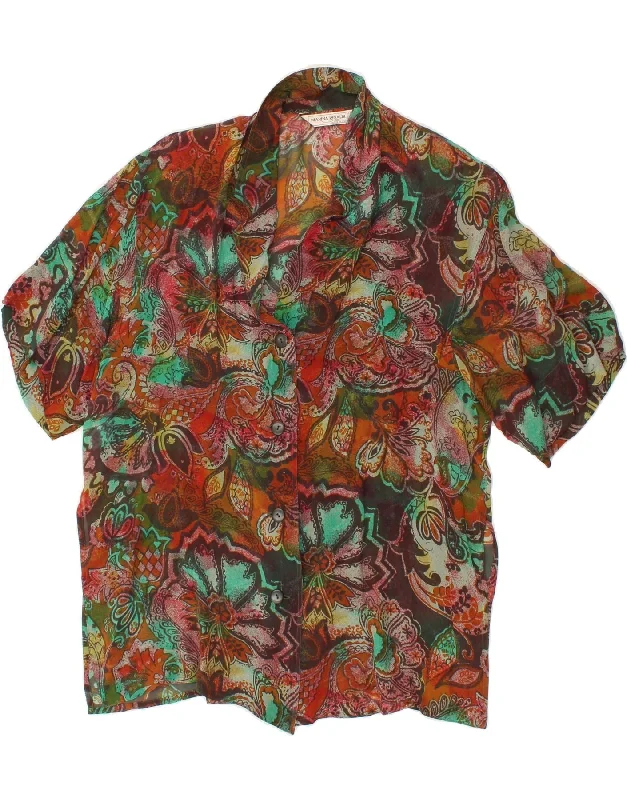 MARINA RINALDI Womens Shirt Blouse Size 23 Medium Multicoloured Floral Vintage Polka Blouse