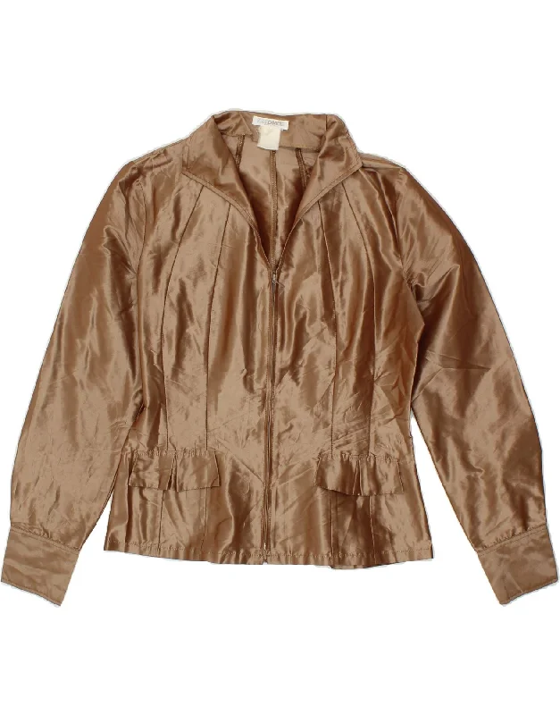NARACAMICIE Womens Shirt Blouse UK 12 Medium Brown Polyester Soft Knit Blouse