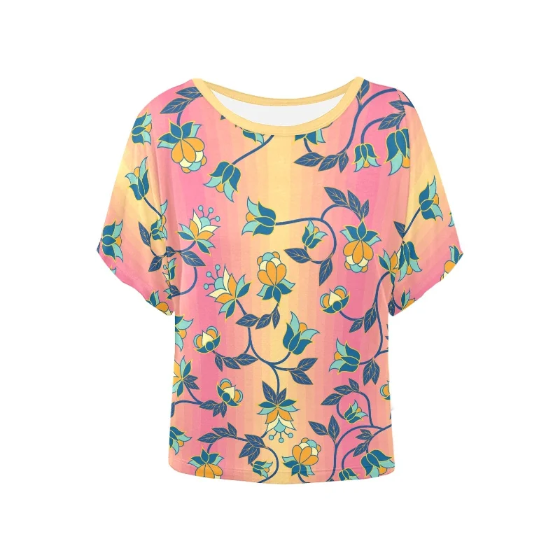 Orange Days Women's Batwing-Sleeved Blouse T shirt Puff Sleeve Blouse