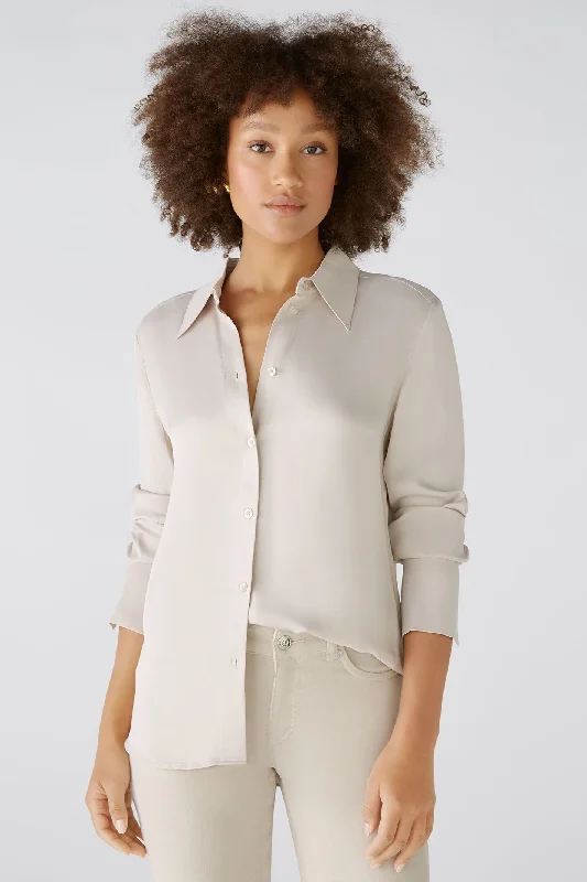 Oui 89110 Light Stone Blouse Lightweight Floral Blouse