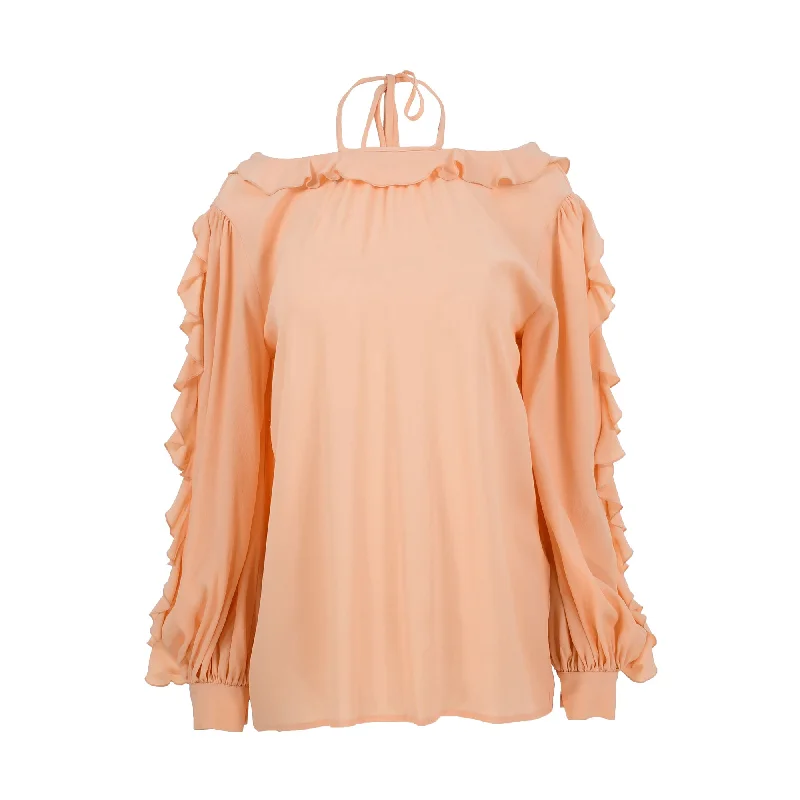 Simona Corsellini Women's Ruffle Blouse Off-Shoulder Wrap Blouse