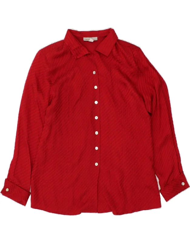 PETER HAHN Womens Shirt Blouse UK 16 Large Red Striped Silk Elegant Embroidery Blouse PETER HAHN Womens Shirt Blouse UK 16 Large Red Striped Silk Elegant Embroidery Blouse