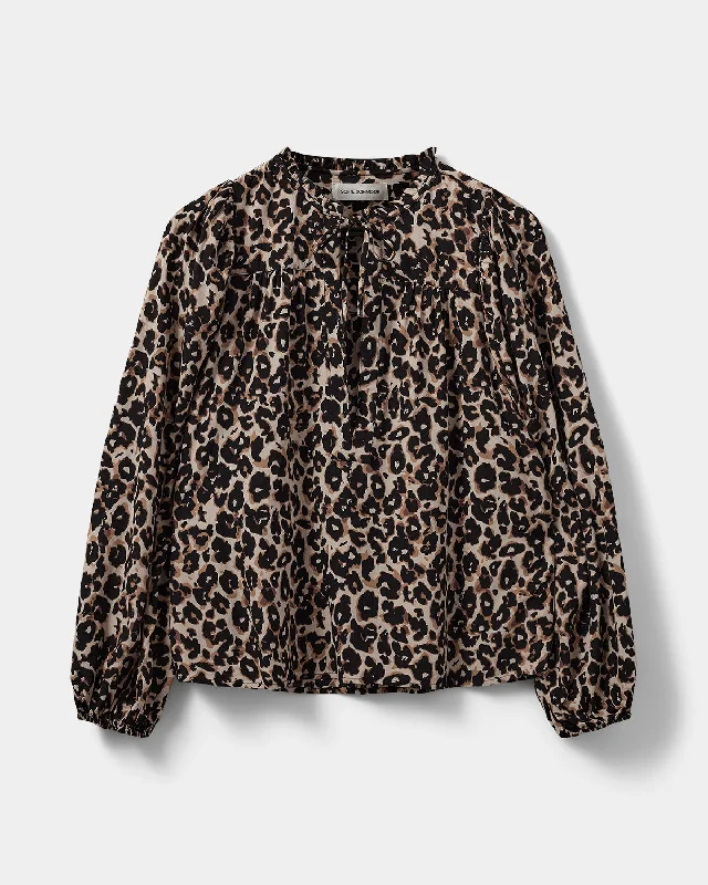 LOURDESSW BLOUSE - AOP Leo Mandarin Collar Blouse