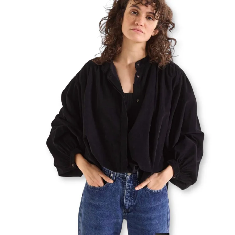 Sacrécoeur Gianni Blouse Black Cotton Casual Blouse