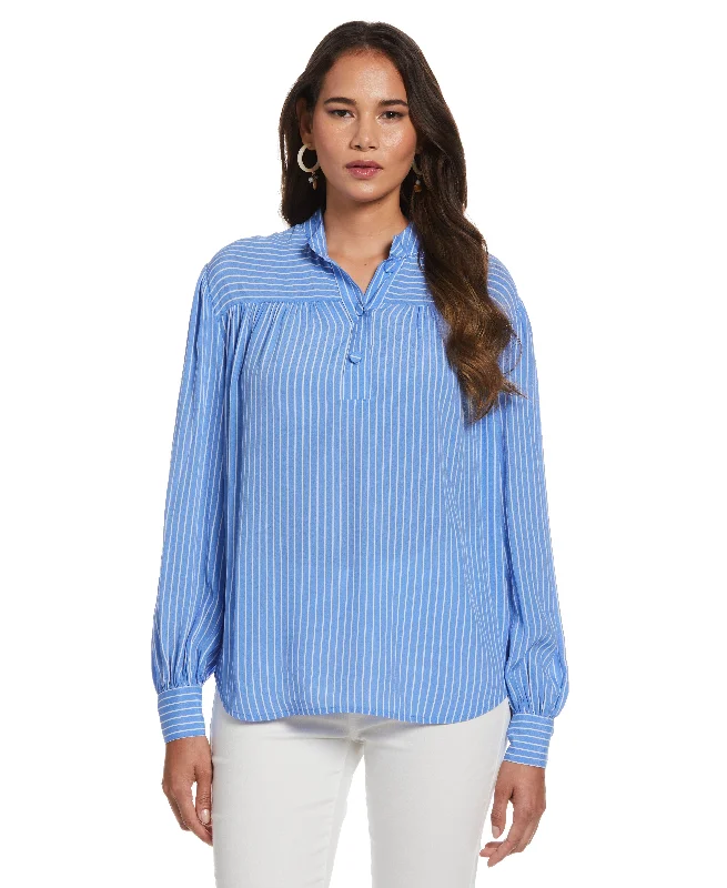 Plus Size Stripe Popover Blouse Soft Knit Blouse