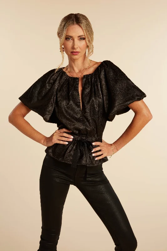 TABITHA BLOUSE BLACK JACQUARD Soft Modal Blouse