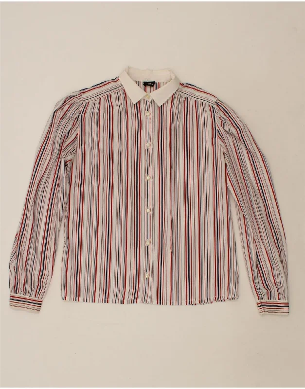 VINTAGE Womens Shirt Blouse EU 44 XL Multicoloured Striped Polyester Modern Work Blouse
