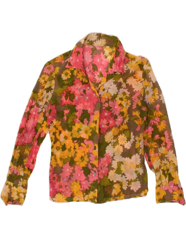VINTAGE Womens Shirt Blouse IT 46 Large Multicoloured Floral Classic Minimalist Blouse VINTAGE Womens Shirt Blouse IT 46 Large Multicoloured Floral Classic Minimalist Blouse