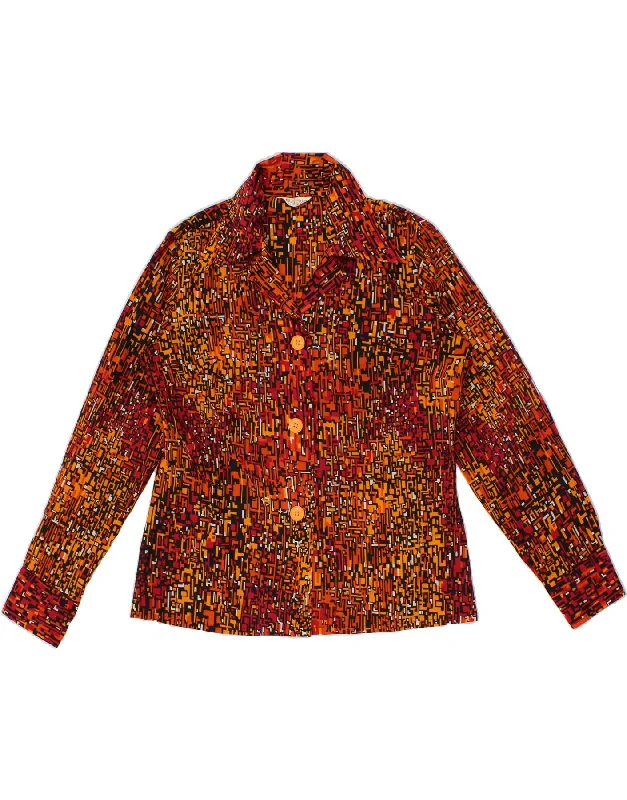 VINTAGE Womens Shirt Blouse IT 46 Large Orange Geometric Polyester Feminine Puff Blouse VINTAGE Womens Shirt Blouse IT 46 Large Orange Geometric Polyester Feminine Puff Blouse