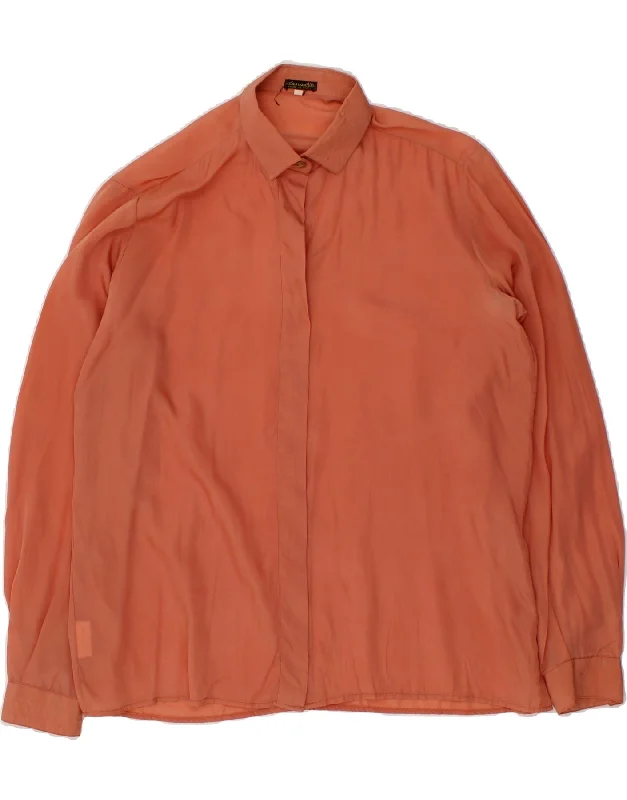 VINTAGE Womens Shirt Blouse IT 48 XL Orange Feminine Tie Blouse