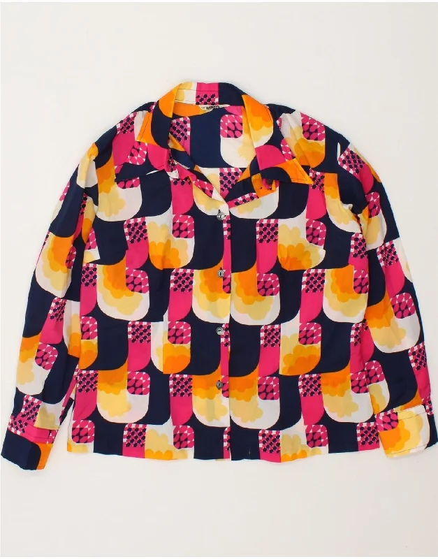 VINTAGE Womens Shirt Blouse IT 50 XL Multicoloured Floral Bell Sleeve Blouse