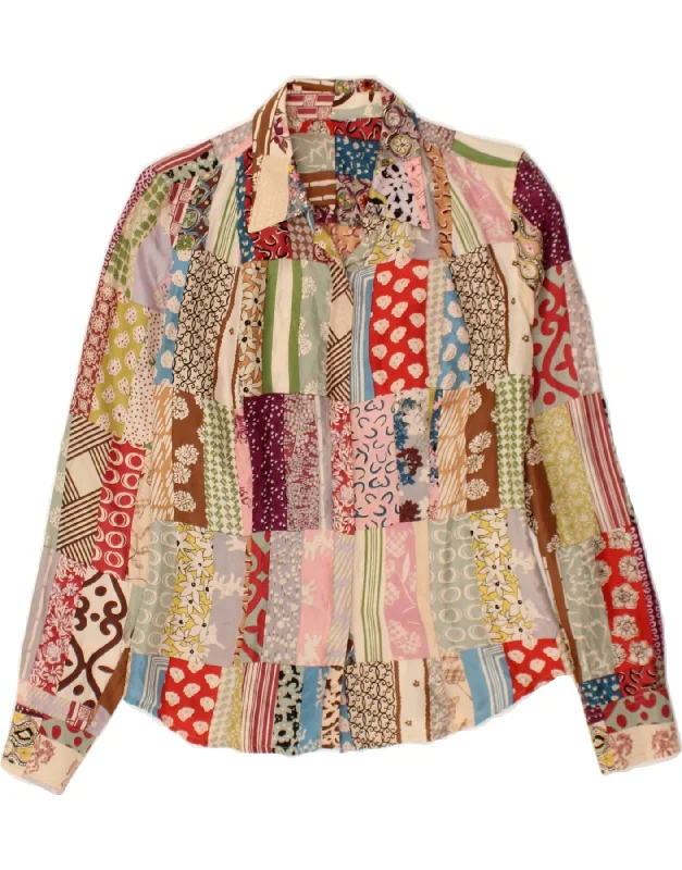 VINTAGE Womens Shirt Blouse UK 12 Medium Multicoloured Patchwork Flowy Bohemian Blouse VINTAGE Womens Shirt Blouse UK 12 Medium Multicoloured Patchwork Flowy Bohemian Blouse