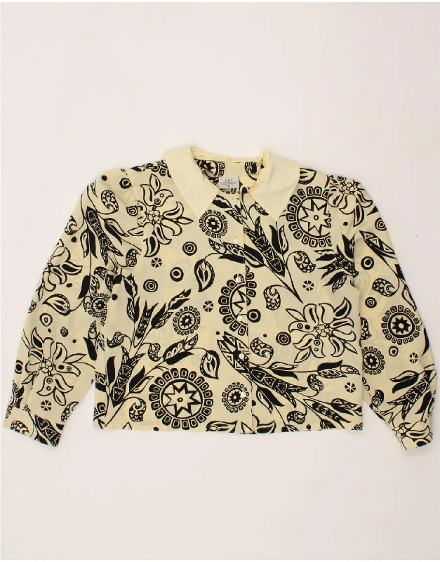 VINTAGE Womens Shirt Blouse UK 14 Large Yellow Floral Polyester Elegant Office Blouse VINTAGE Womens Shirt Blouse UK 14 Large Yellow Floral Polyester Elegant Office Blouse