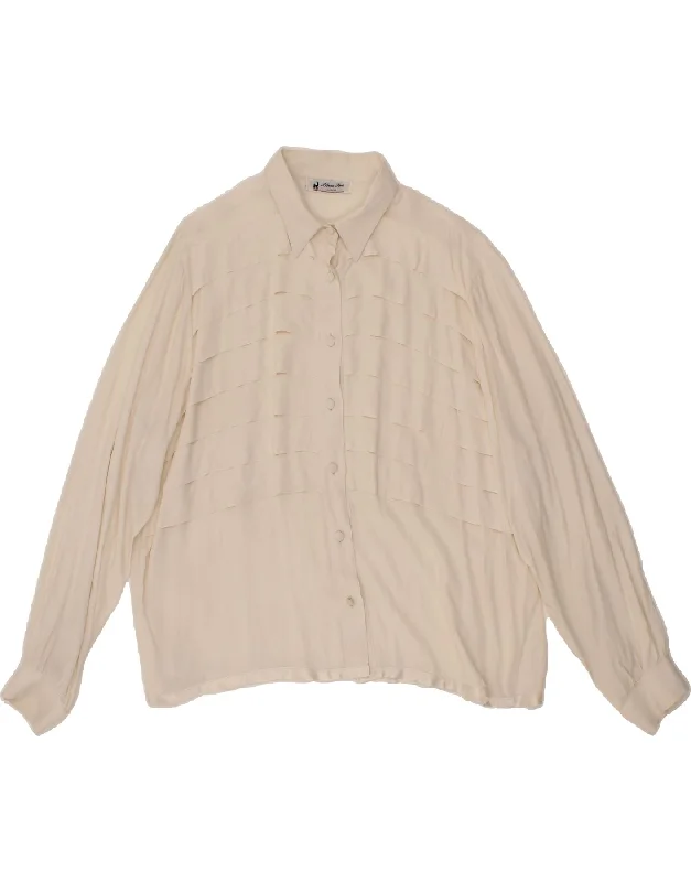 VINTAGE Womens Shirt Blouse UK 20 2XL Off White Casual Relaxed Fit Blouse