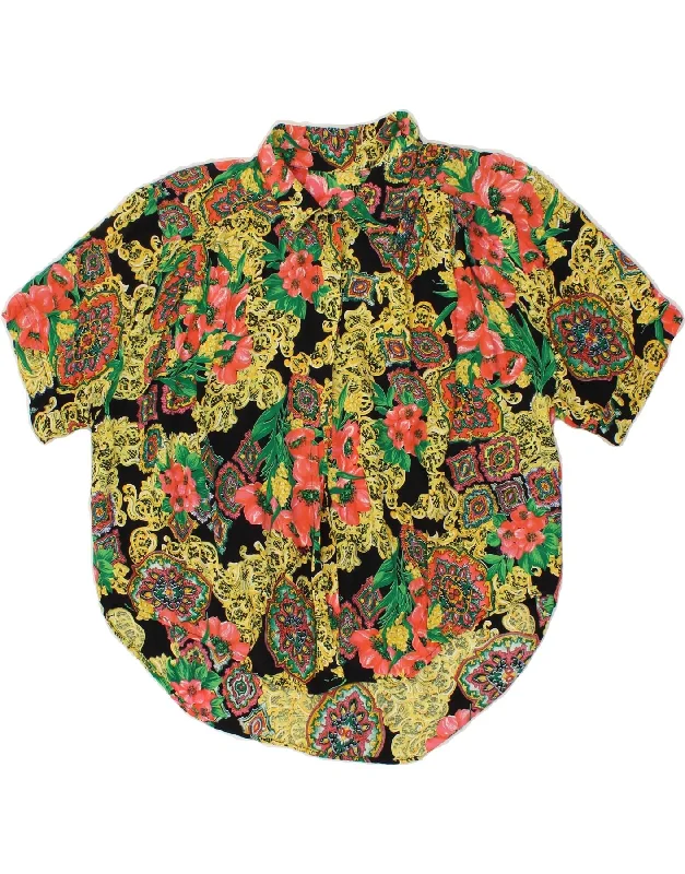 VINTAGE Womens Shirt Blouse UK 26 Large Multicoloured Floral Balloon Sleeve Blouse
