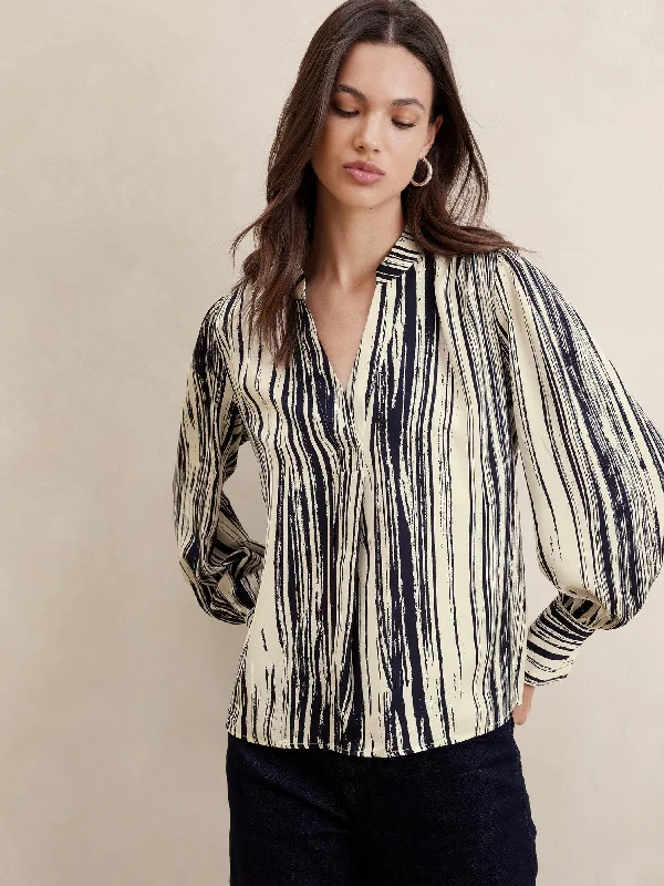 Volume-Sleeve Blouse Classic White Blouse