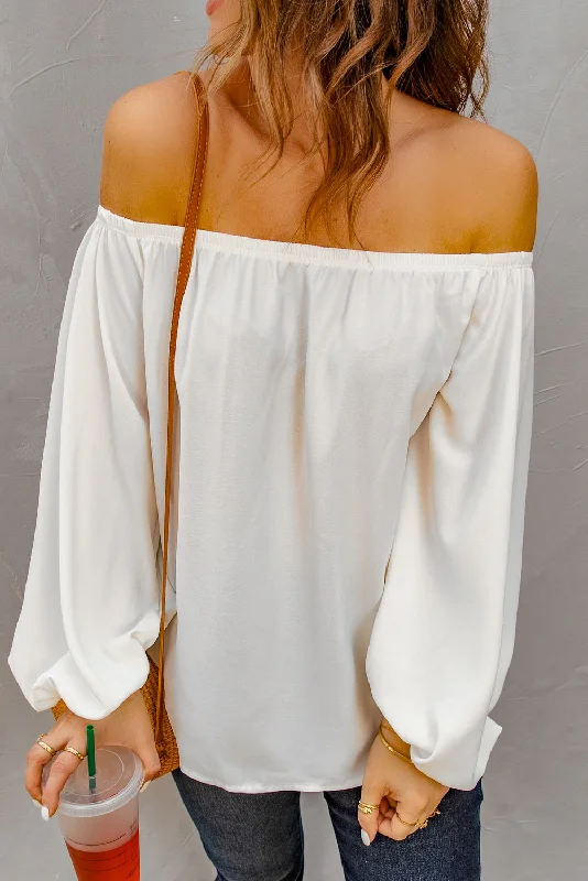 White Off-the-Shoulder Blouse Embroidered Cotton Blouse