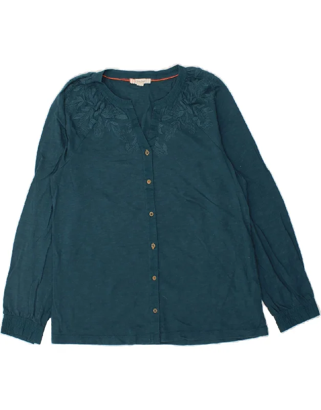 WHITE STUFF Womens Shirt Blouse UK 14 Large Blue Floral Cotton Gathered Detail Blouse WHITE STUFF Womens Shirt Blouse UK 14 Large Blue Floral Cotton Gathered Detail Blouse