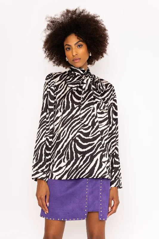 Zebra Print Long Sleeve Sasha Blouse Elegant Lace Blouse