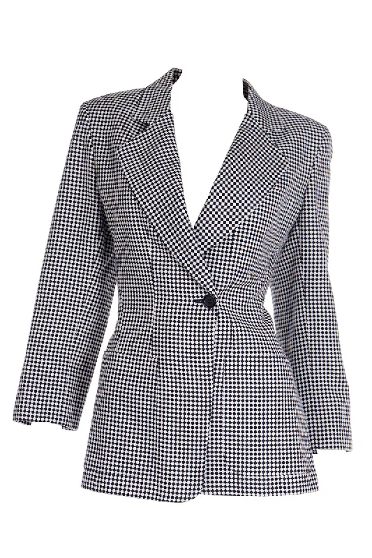 1990s Isaac Mizrahi Black and White Checked Blazer Jacket Plaid Jacket Tartan Jacket Houndstooth Jacket 1990s Isaac Mizrahi Black and White Checked Blazer Jacket Plaid Jacket Tartan Jacket Houndstooth Jacket