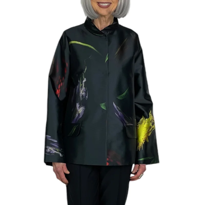 FLOWER PRINT MYSTIC JACKET V-Neck Jacket Boat Neck Jacket Square Neck Jacket
