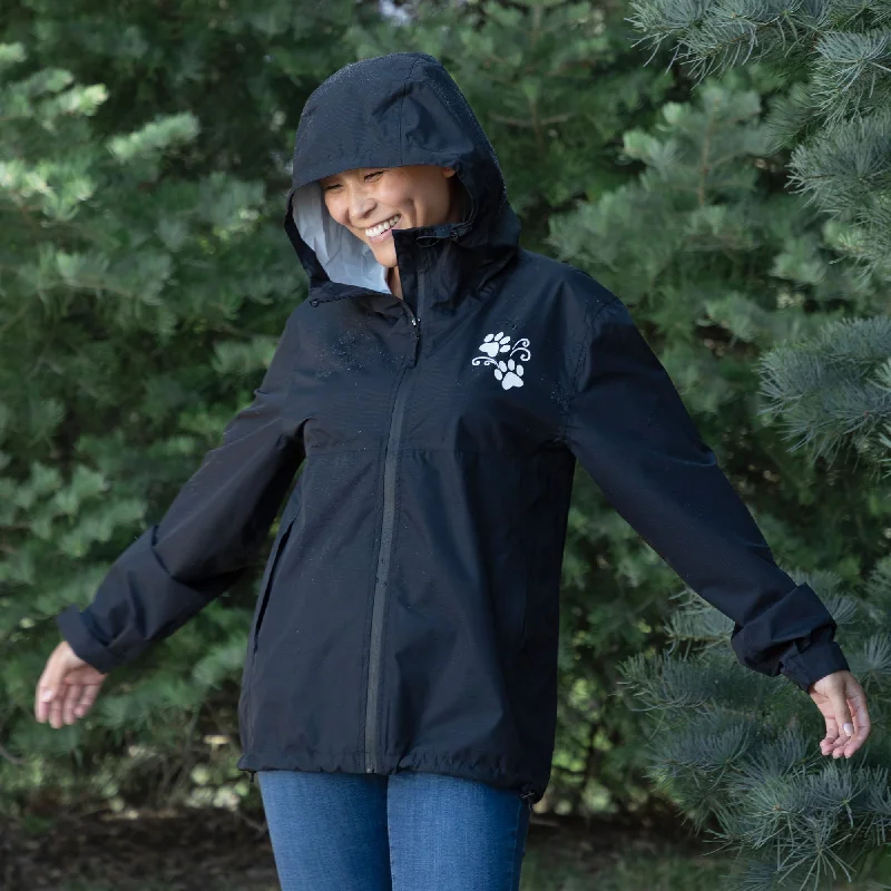 Reflective Paw Print Rain Jacket with Zippered Pockets Toggled Jacket Drawstring Jacket Belted Jacket Reflective Paw Print Rain Jacket with Zippered Pockets Toggled Jacket Drawstring Jacket Belted Jacket