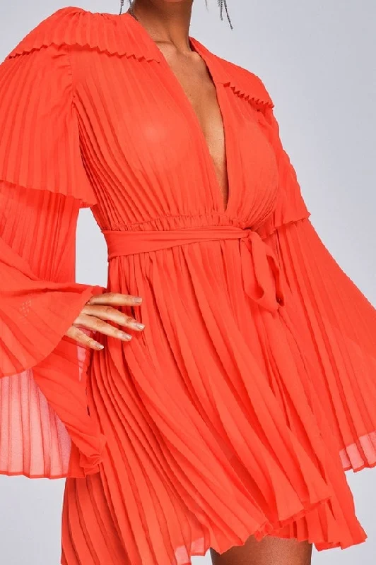 Alexandra Pleated Mini Dress Comfortable Fit-and-Flare Mini Dress
