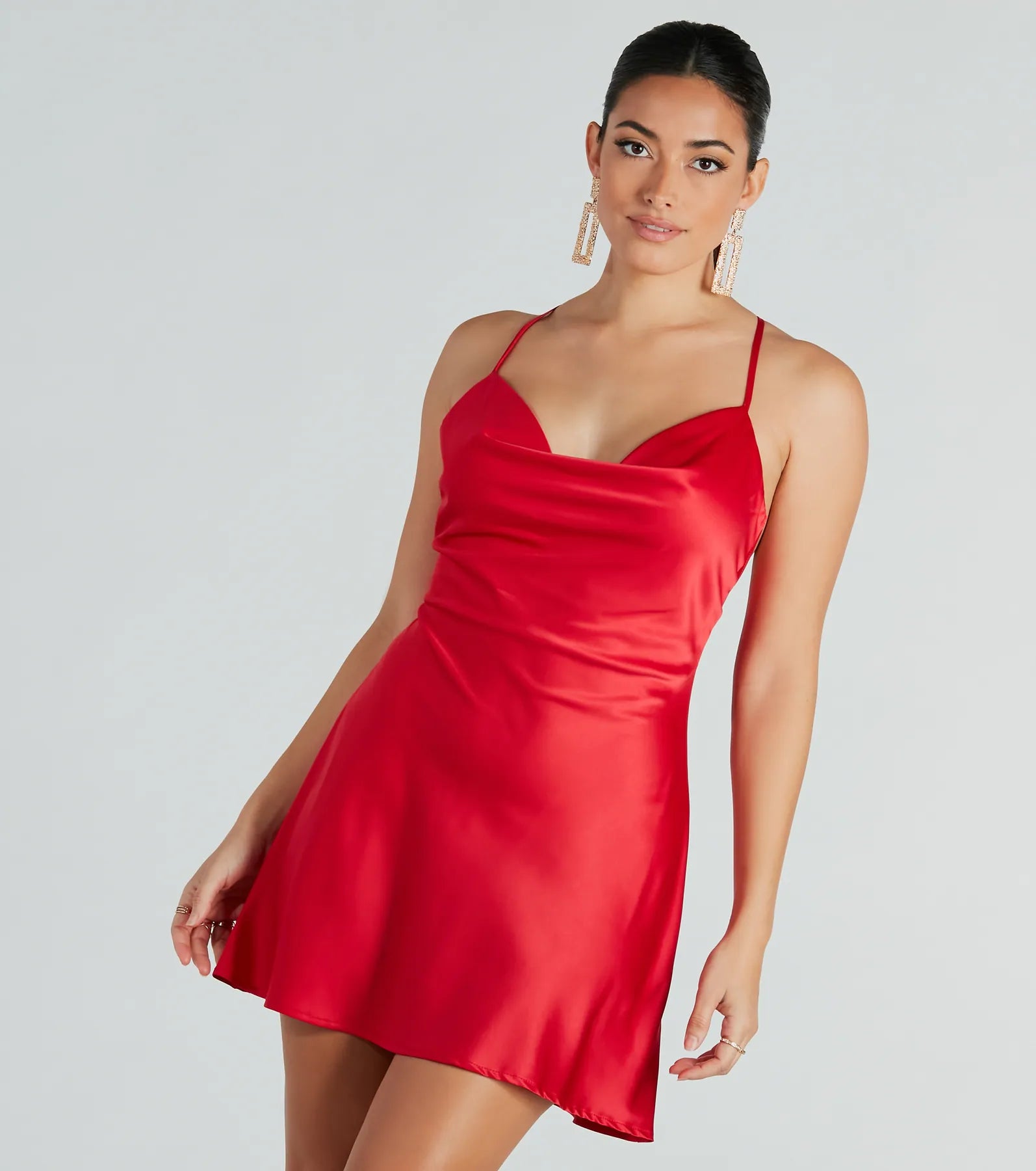 Alluring Romance Satin A-Line Mini Dress Elegant Satin Lace Mini Dress