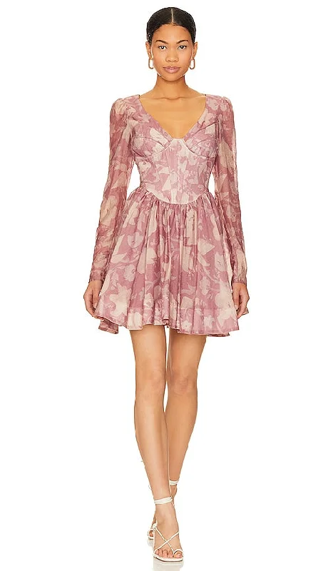 Bardot Carmen Mini Dress in Mauve Fashionable Off-Shoulder Mini Dress