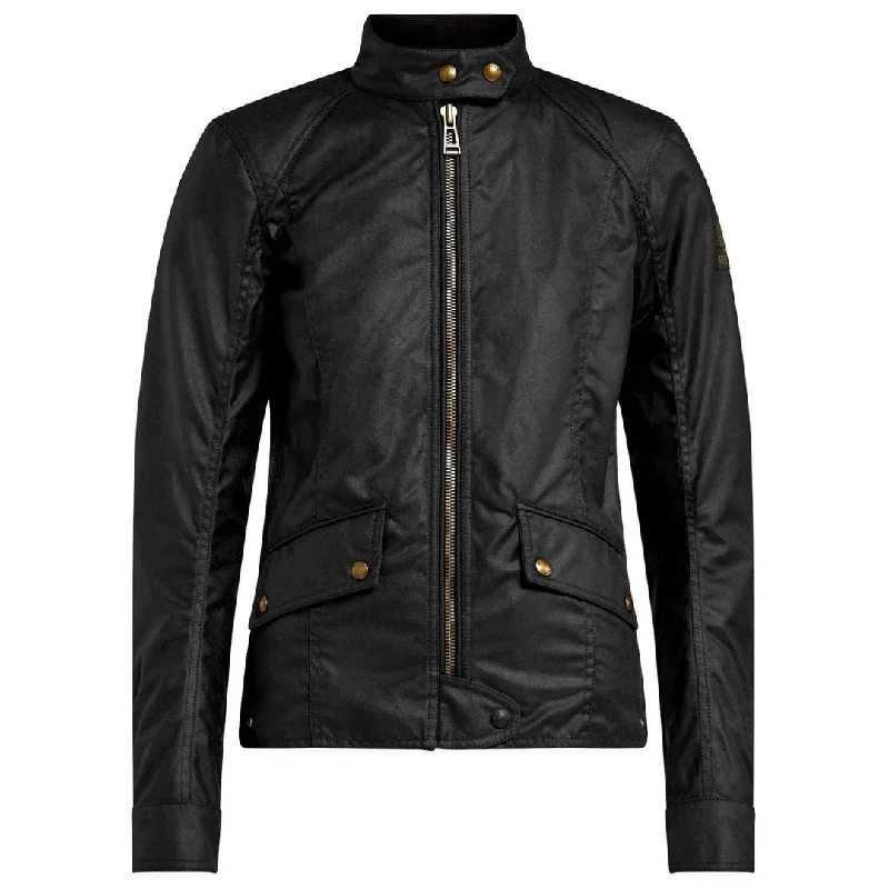 Belstaff Antrim Waxed Cotton Black Jacket Zip Front Button Front Snap Front