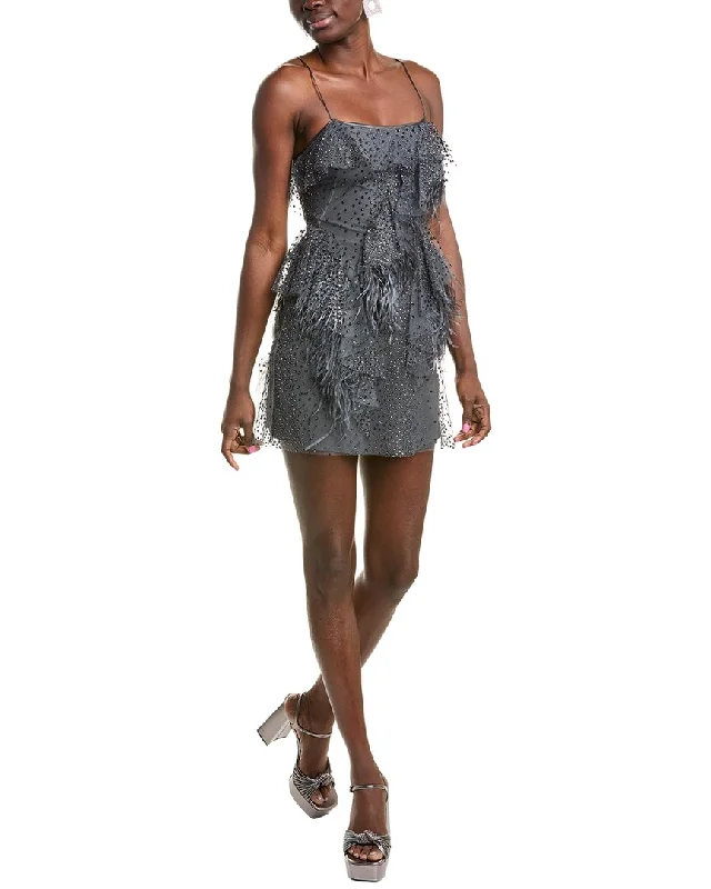 Alberta Ferretti Glitter Mesh Mini Dress Cozy Ribbed Mini Dress