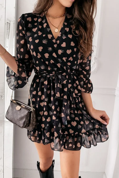 Chic Chiffon Print Mini Dress Trendy A-Line Mini Dress