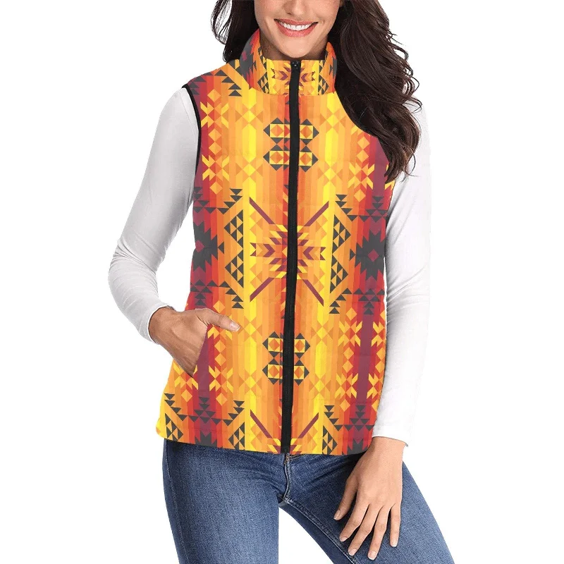 Desert Geo Yellow Red Women's Padded Vest Jacket Chenille Fabric Brocade Fabric Lace Fabric Desert Geo Yellow Red Women's Padded Vest Jacket Chenille Fabric Brocade Fabric Lace Fabric