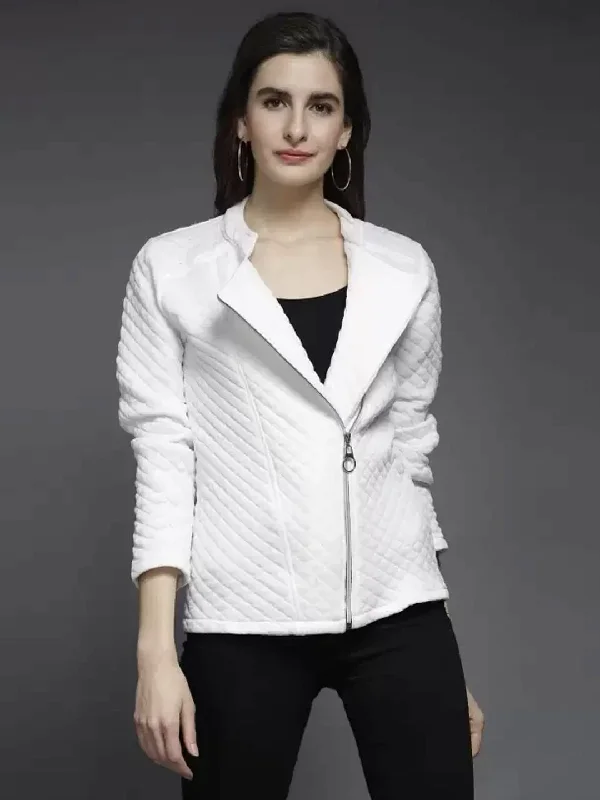Full Sleeve Self Design Women Jacket Zip Front Button Front Snap Front