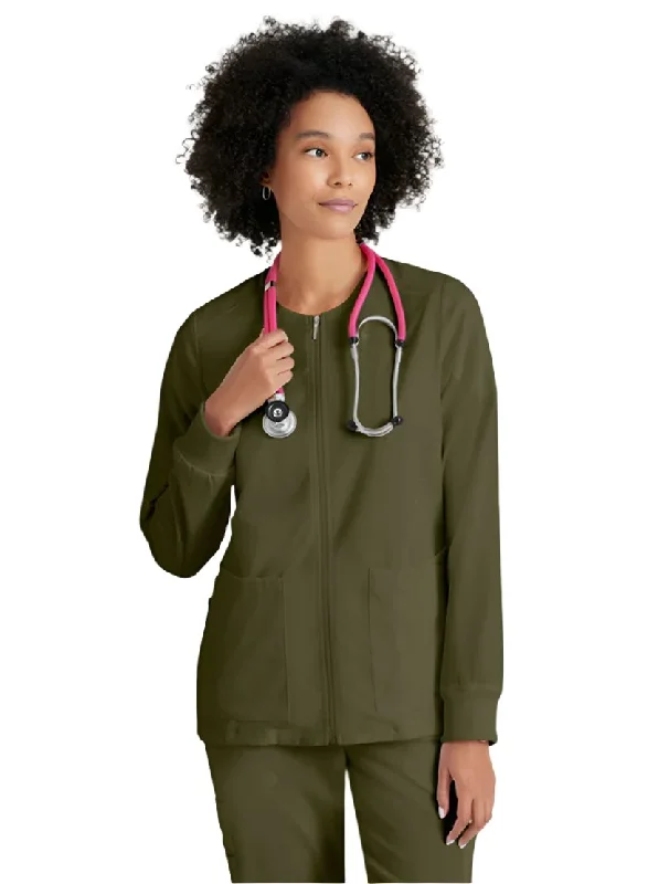 Grey's Anatomy Stretch™ by Barco Gianna 5-Pocket Crewneck Scrub Jacket-Plus Wool Jacket Cashmere Jacket Tweed Jacket Grey's Anatomy Stretch™ by Barco Gianna 5-Pocket Crewneck Scrub Jacket-Plus Wool Jacket Cashmere Jacket Tweed Jacket