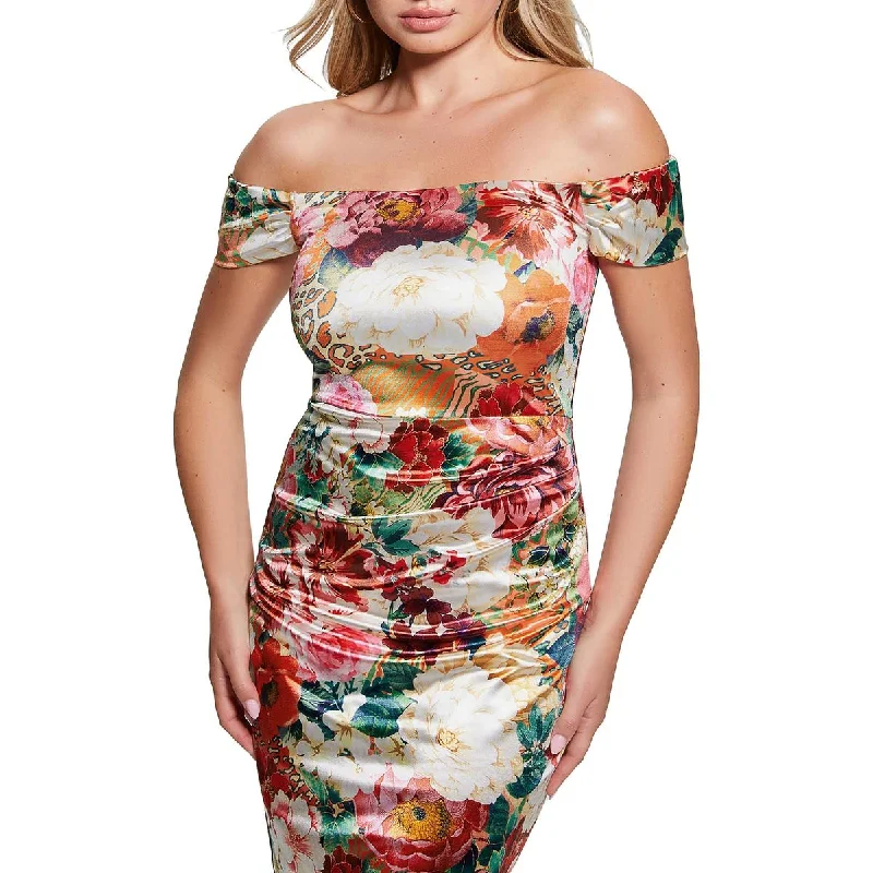 Guess Womens Camila Off-The-Shoulder Short Mini Dress Fashionable Mini Dress with Frills