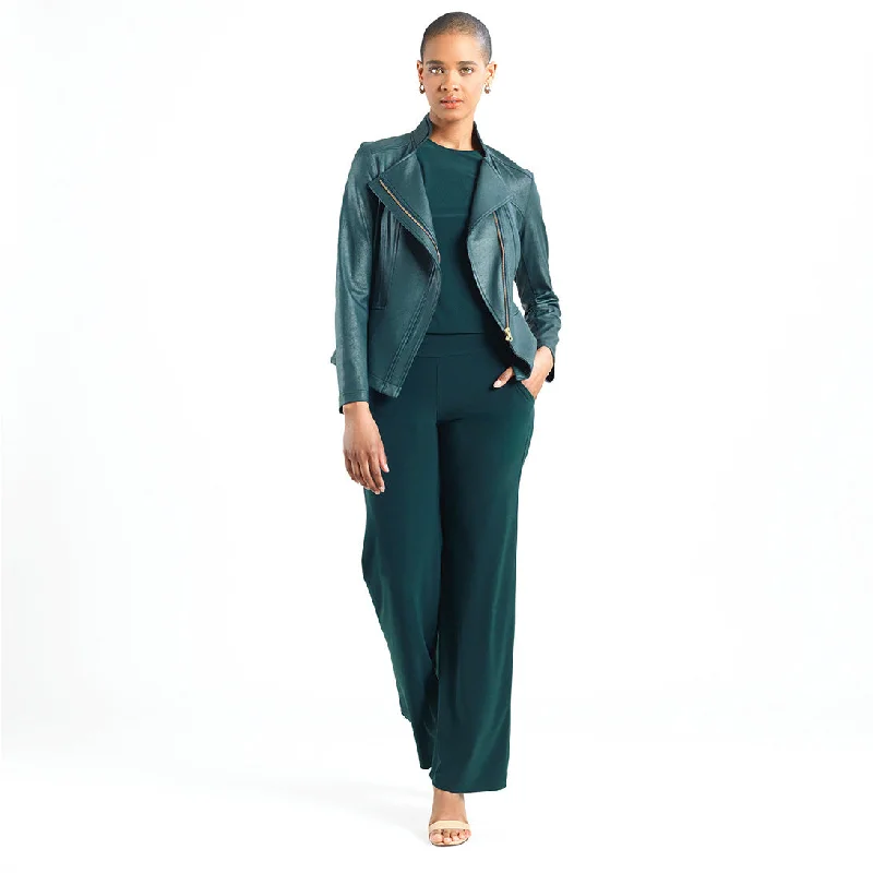 Hunter Green Liquid Leather™ Signature Jacket Zippered Front Buttoned Front Snap Front