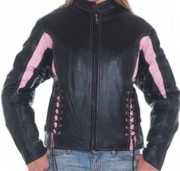 Ladies Black & Pink Leather Racer Jacket Side Laces & Zip Out Lining Lace Jacket Ribbed Jacket Sequined Jacket Ladies Black & Pink Leather Racer Jacket Side Laces & Zip Out Lining Lace Jacket Ribbed Jacket Sequined Jacket