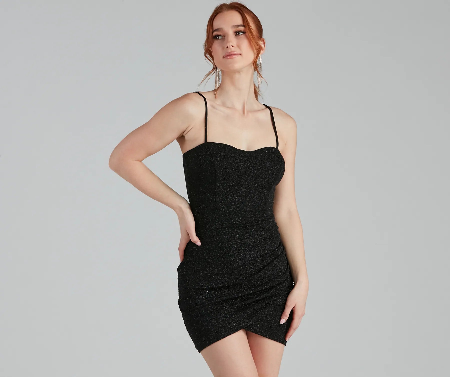 Let It Glitz Glitter Sweetheart Mini Dress Comfortable Linen Mini Dress