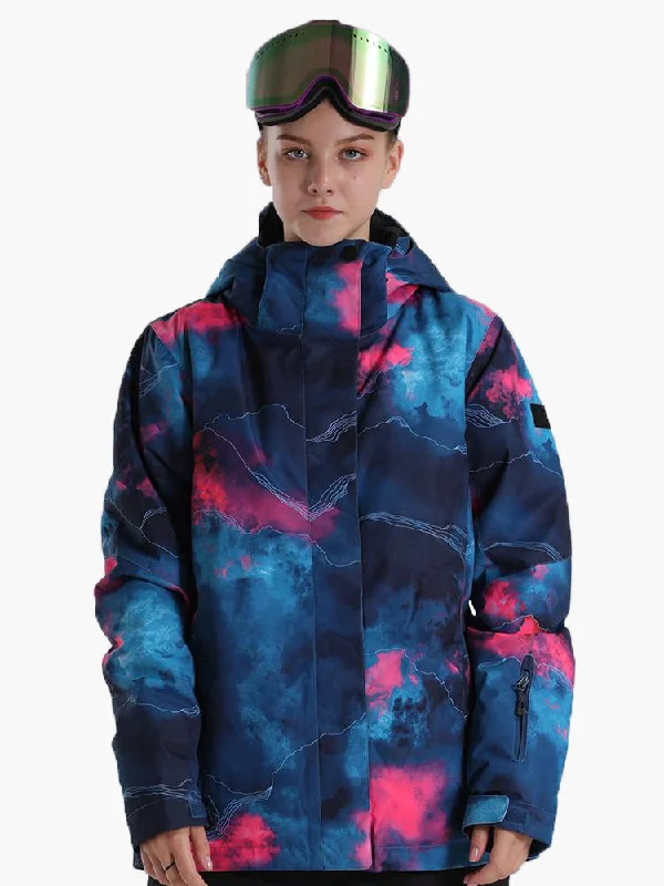 Light Graffiti Ski & Snowboard Jacket For Women Zip Front Button Front Snap Front