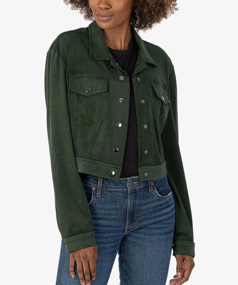 Lorelei Cropped Faux Suede Jacket Lace Jacket Ribbed Jacket Sequined Jacket